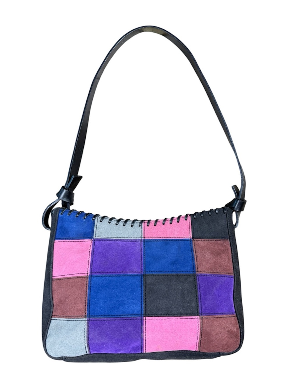 Americana by Sharif Leather and Suede Checkerboard Patchwork Bag